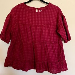 Burgundy Babydoll Blouse